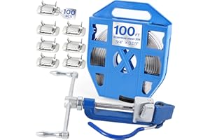 HAWAMINENT Steel Banding Strapping Kit - Steel Strapping Tool Screw-Type Tensioner&Cutter, 100Ft×3/4'' S304 Banding Coil with Blue Tray, 100ps Steel Buckles, Metal Banding Tool for High Tensile Metal Packing