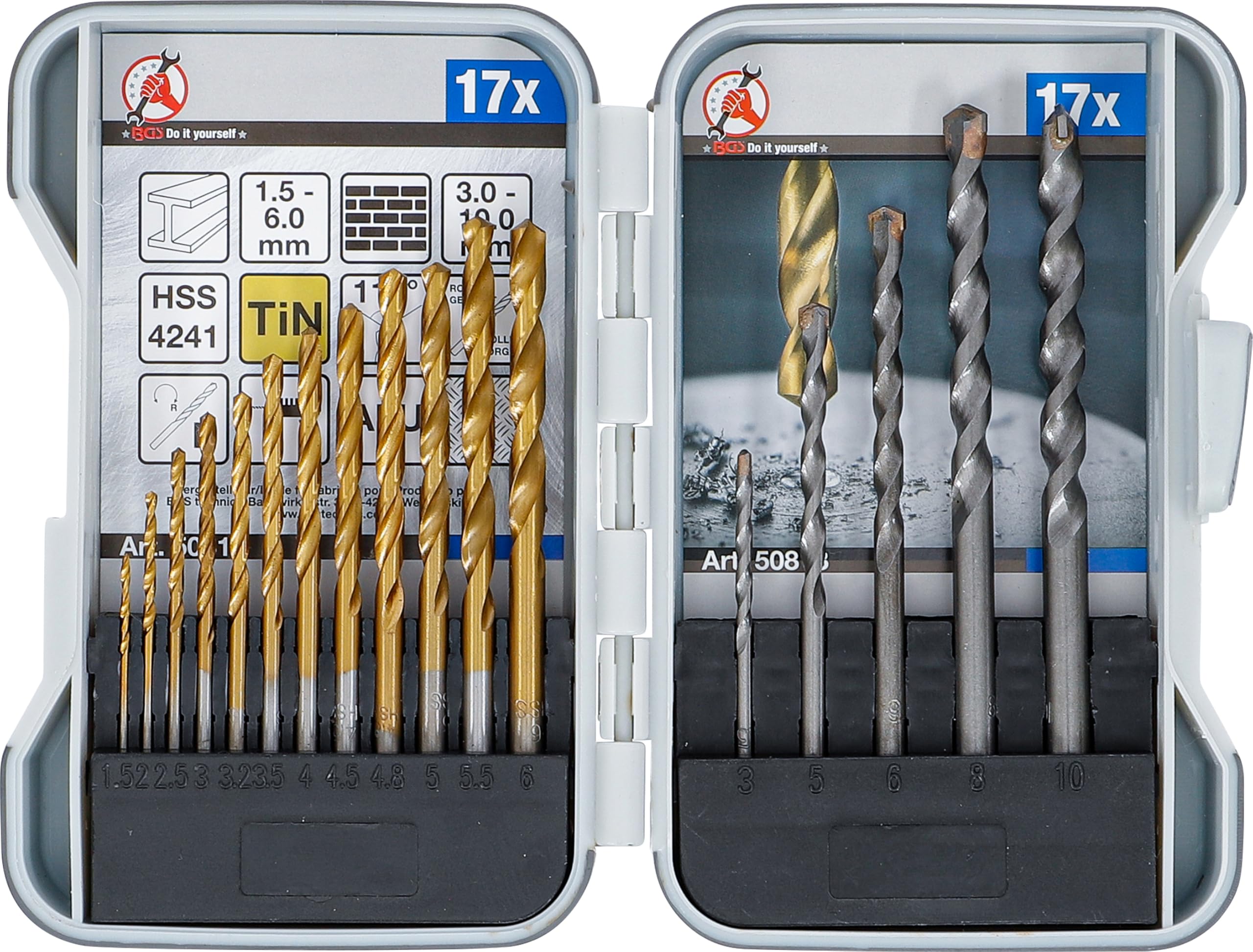 BGS Diy 50818 | Combination Drills Set | 1.5 - 10 mm | 17 pcs.