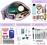 Maange Small Makeup Bag Purple PU Leather Portable Travel Pouch with Handle view 4