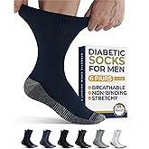 Pembrook Diabetic Socks for Men - 6 Pairs Crew Diabetic Neuropathy Socks for Men | Non Binding