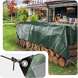 VOUNOT 1.5x6m Waterproof Tarpaulin 240 g/m² Ultra Heavy Duty Green view 5