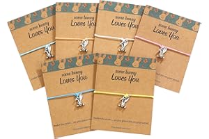 Ursilver Easter Gifts for Girls, Stainless Steel Adjustable Bunny Charm Bracelets Cute Bunny Rabbit Friendship Cards Easter Bunny Rabbit Bracelets Easter Gifts for Women Girls Teen Girls Jewelry