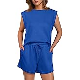GRECERELLE 2026 Women's Summer 2 Piece Outfits Round Neck Cap Sleeve Top with Pocket Short Sets