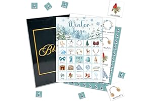 APEVXVY Christmas Party Bingo Game Cards, Winter Bingo Set for Adults Large Group, Winter Holiday Fun Party Games, Xmas Activities Icebreaker Games, for Family Friends, 02