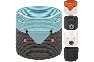 AXHOP Toy Storage Toy Box 11x11 Small Storage Bins for Kids, Shelves, Organizing. Baby, Dog Toy Organizers and Storage, Baskets for Organizing Toy Basket. Blue Fox