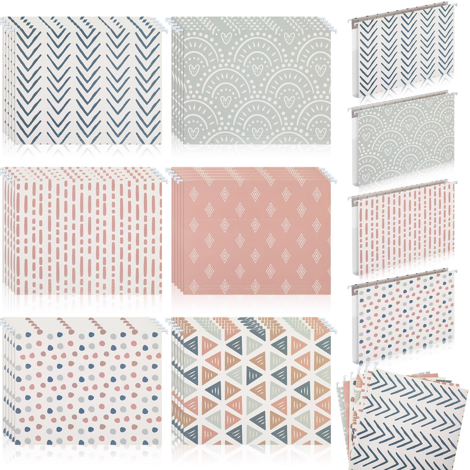Photo 1 of Qeeenar 30 Pcs Boho Hanging File Folders 9.5 x 11.5 in Decorative Cute Hanging Letter Size File Folder with Adjustable Tabs Back to School Gift for Office Home Supplies, 6 Designs(Classic)
