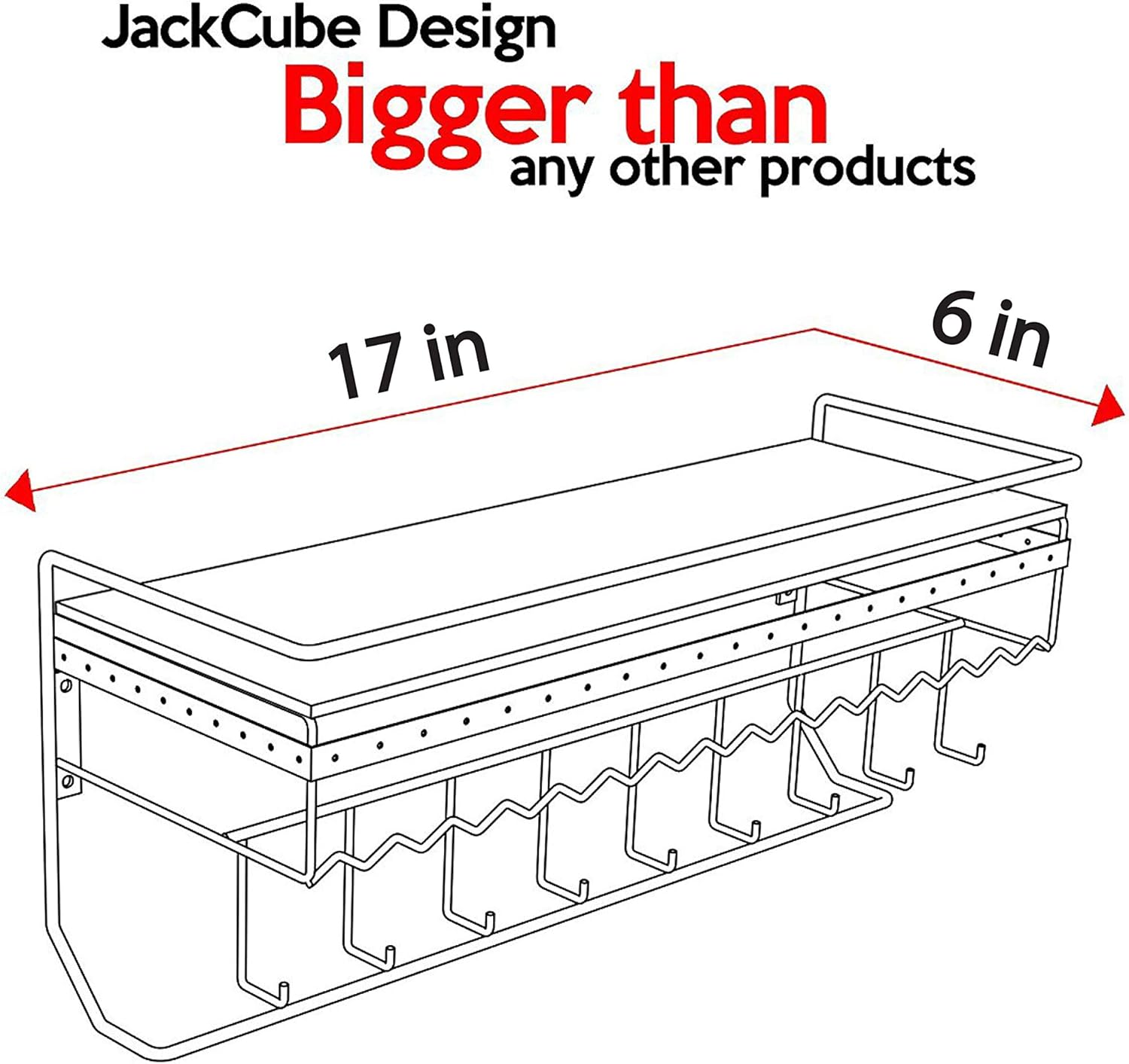 JackCubeDesign Wall Mounted classic Black Iron Designer made Cosmetics Storage Shelf w/Necklace Jewellery Organiser Shelf Earrings Holder - Image 4