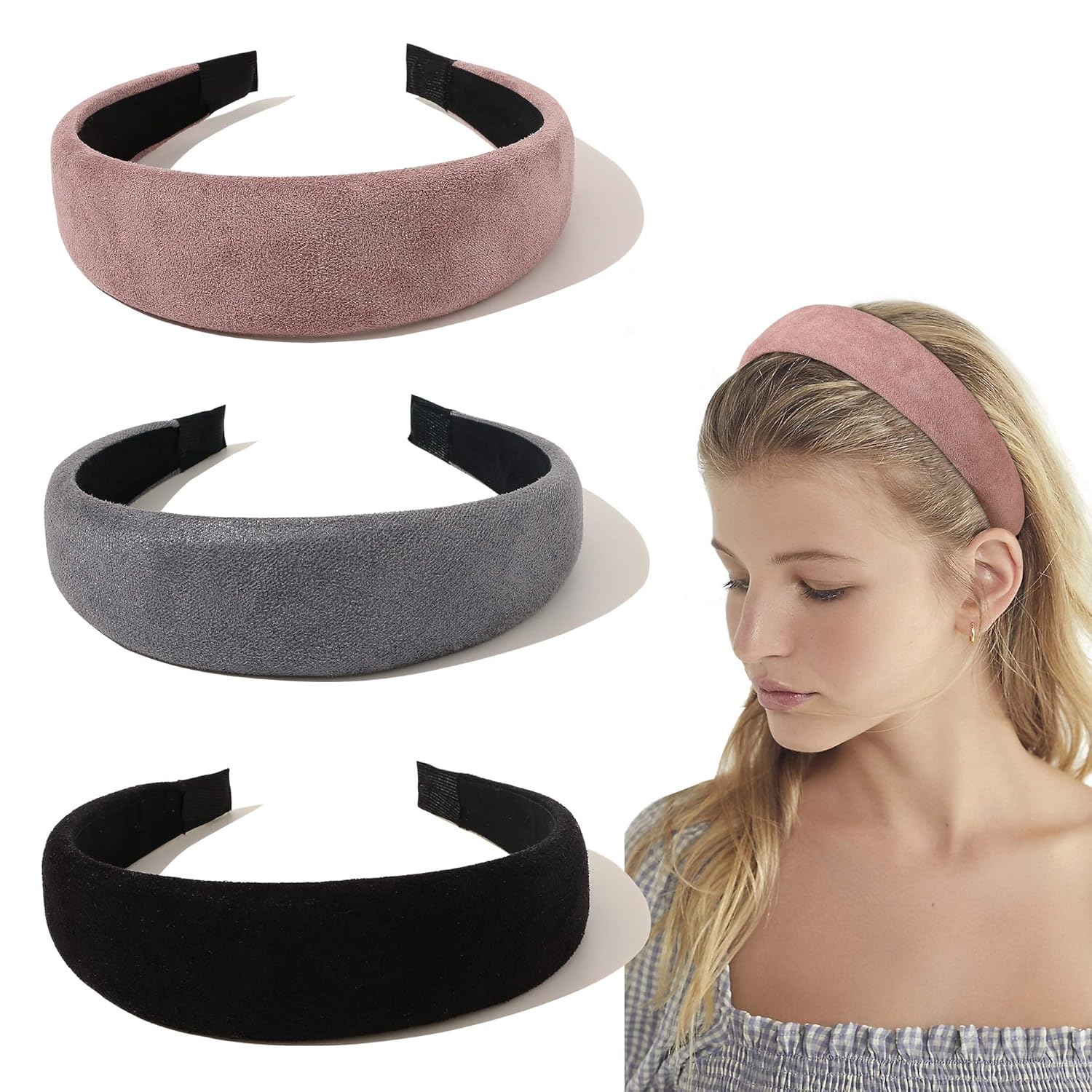 Ivyu Headbands for Women Head Bands - Fashion Womens Headband Diademas Para Mujer De Moda Hair Accessories Hairbands for Girls No Slip Cute Black Pink Gray Headband Gift for Women: Beauty