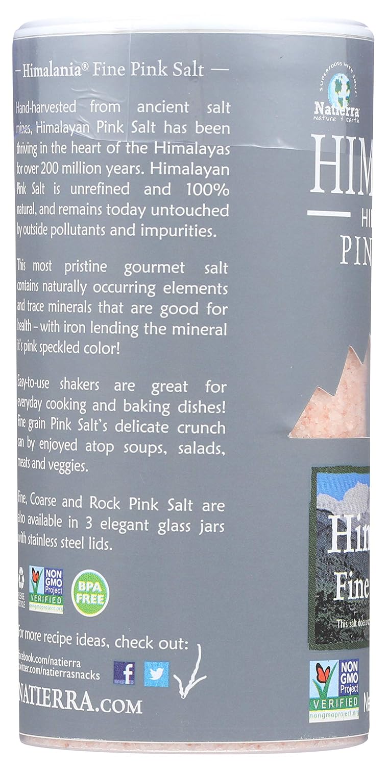 NATIERRA Himalania Himalayan Fine Pink Salt Shaker | Unrefined & Non-GMO | 13 Ounce : Rock Salt : Grocery & Gourmet Food