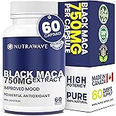 Nutrawave ORGANIC BLACK MACA 4:1 Extract 3000mg Capsules, Maca Root. Increased energy, Mood Balance, Maca for Men and Women,