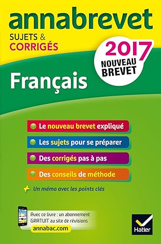 Download Annales Annabrevet 2017 Français 3e: sujets et corrigés, nouveau brevet PDF