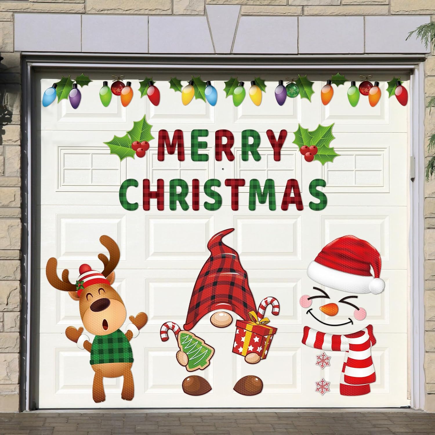 Garage Door Decorations - Copkim 69 Pcs Christmas Garage Door Decoration Magnetic Xmas Car Refrigerator Magnets Reflective Christmas Elf Reindeer Snowman Magnetic Stickers for Party Supplies Christmas Holiday Decor