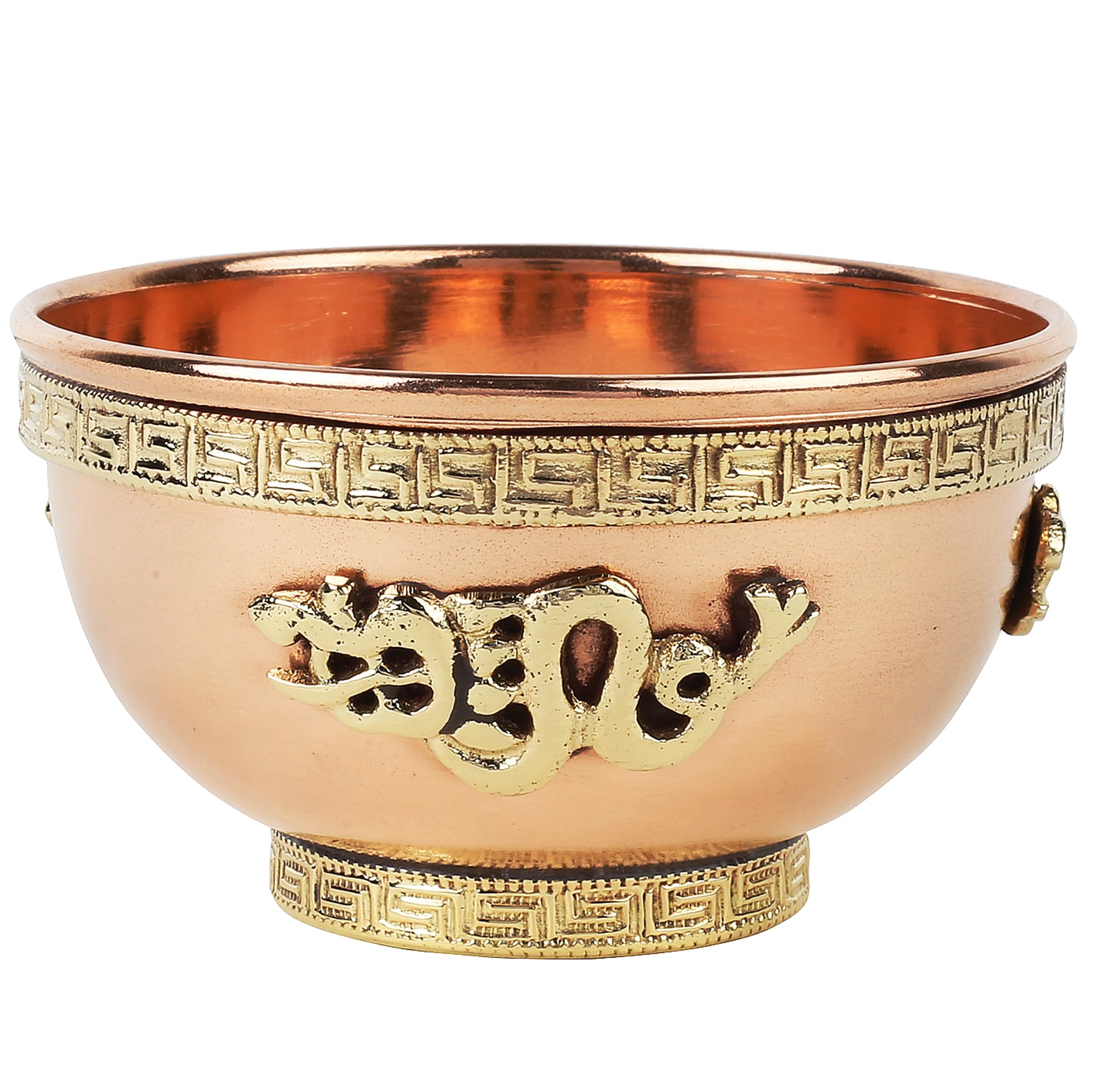 Indian Consigners Small Altar Witchcraft Serving, Offering or Smudging Copper Brass Bowl (Dragon)