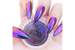 FNNZ Chameleon Chrome Nail Powder, Color-Shift Nail Powder Pigment Glitter Dust Magic Chameleon Mirror Effect Metallic Multi-Chrome Effect for Gel Polish Nail Art Decoration - Cyberpunk