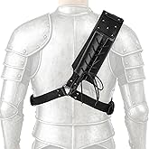 Medieval Back Holster Sword Holder - Adjustable PU Leather Strap, Katana Sheath Frog Shoulder Belt for Armor, Renaissance, Vikings Cosplay, and Warrior Costume with Buckle Crossbody Case
