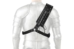 KH866 Medieval Back Holster Sword Holder - Adjustable PU Leather Strap, Katana Sheath Frog Shoulder Belt for Armor, Renaissance, Vikings Cosplay, and Warrior Costume with Buckle Crossbody Case