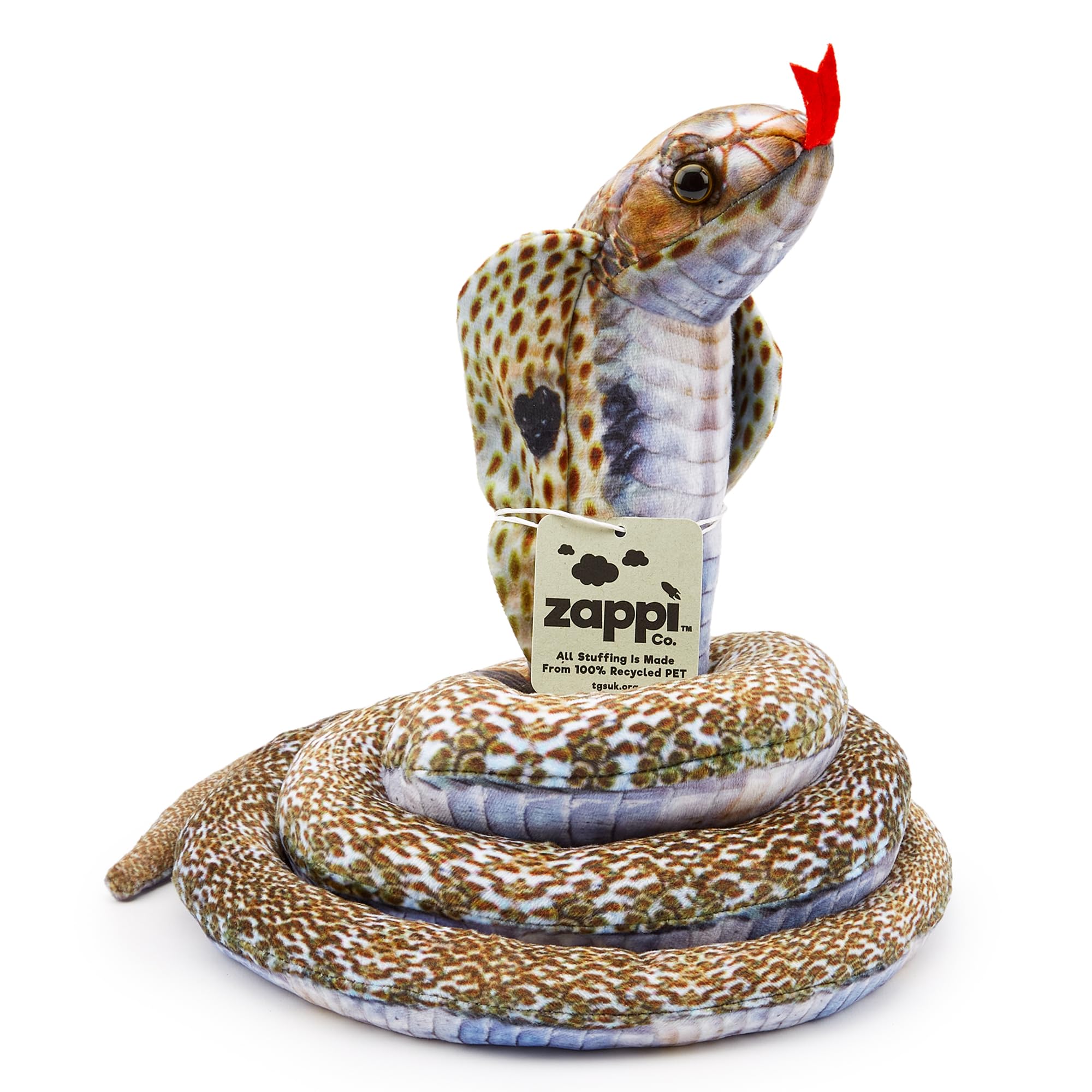Zappi Co Kids Stuffed Soft Cuddly Plush Snake Toy - Part of Safari Animals Collection: Realistic and Lifelike, Perfect for Kids(Cobra) — image 1