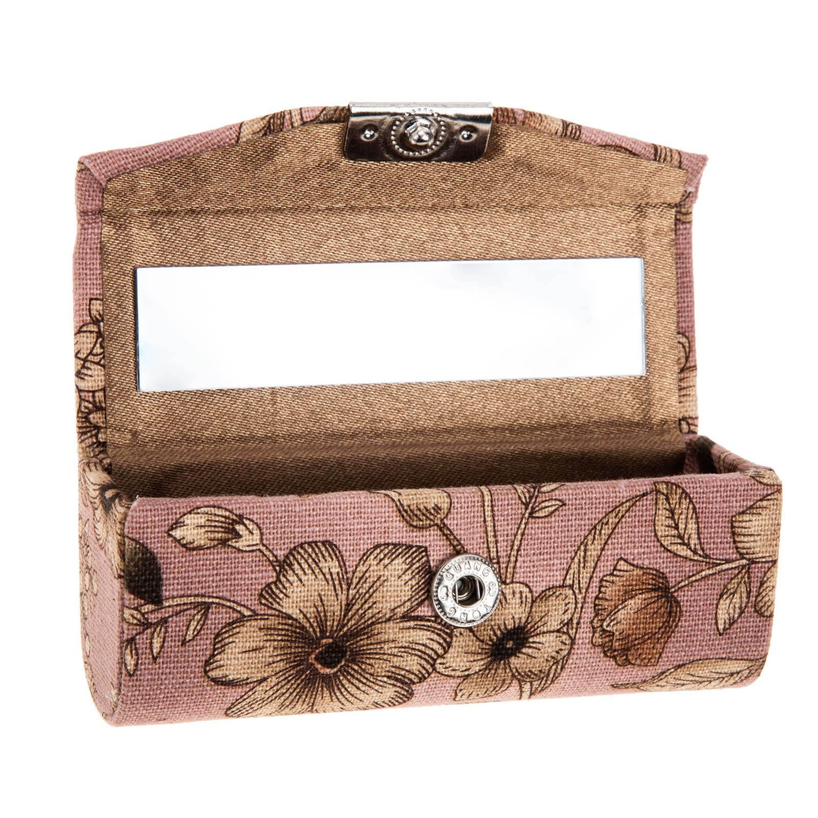 FRCOLOR Lipstick Storage Box with Mirror Portable Leather Lipstick Case Compact Holder for Travel and Handbag Cosmetic Organizer
