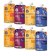 Cerebelly Organic Baby Food Pouches, Hearty Veggie Purees, 16 Nutrients, No Added Sugar, Non-GMO, Toddler Snacks, 4 Flavors, 4oz, 8 Pack
