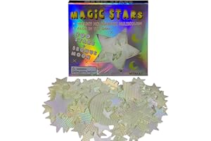 WEINAHY 3D Magic Stars - Reflect Holographic Multiple Colors Under Light Source and Glow in The Dark After Absorb Light Source, Glow in The Dark Stars for Ceiling, Decorate Wall or Ceiling