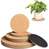 vensovo Cork Plant Coasters, 12 Pack Plant Mats in 4/6/8 Inch for Pots | 12 Pack Cork Plant Coasters in 4/6/8 Inch Sizes, Round Absorbent Mats Help Protect Tables and Floors from Water Marks
