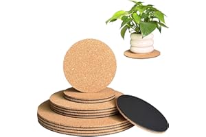 VENSOVO 12 Pcs Cork Plant Coasters & Saucers 4/6/8 Inch – Absorbent Round Mats for Indoor Flower Pots, Planters, Houseplants, Surface Protector for Table & Floor