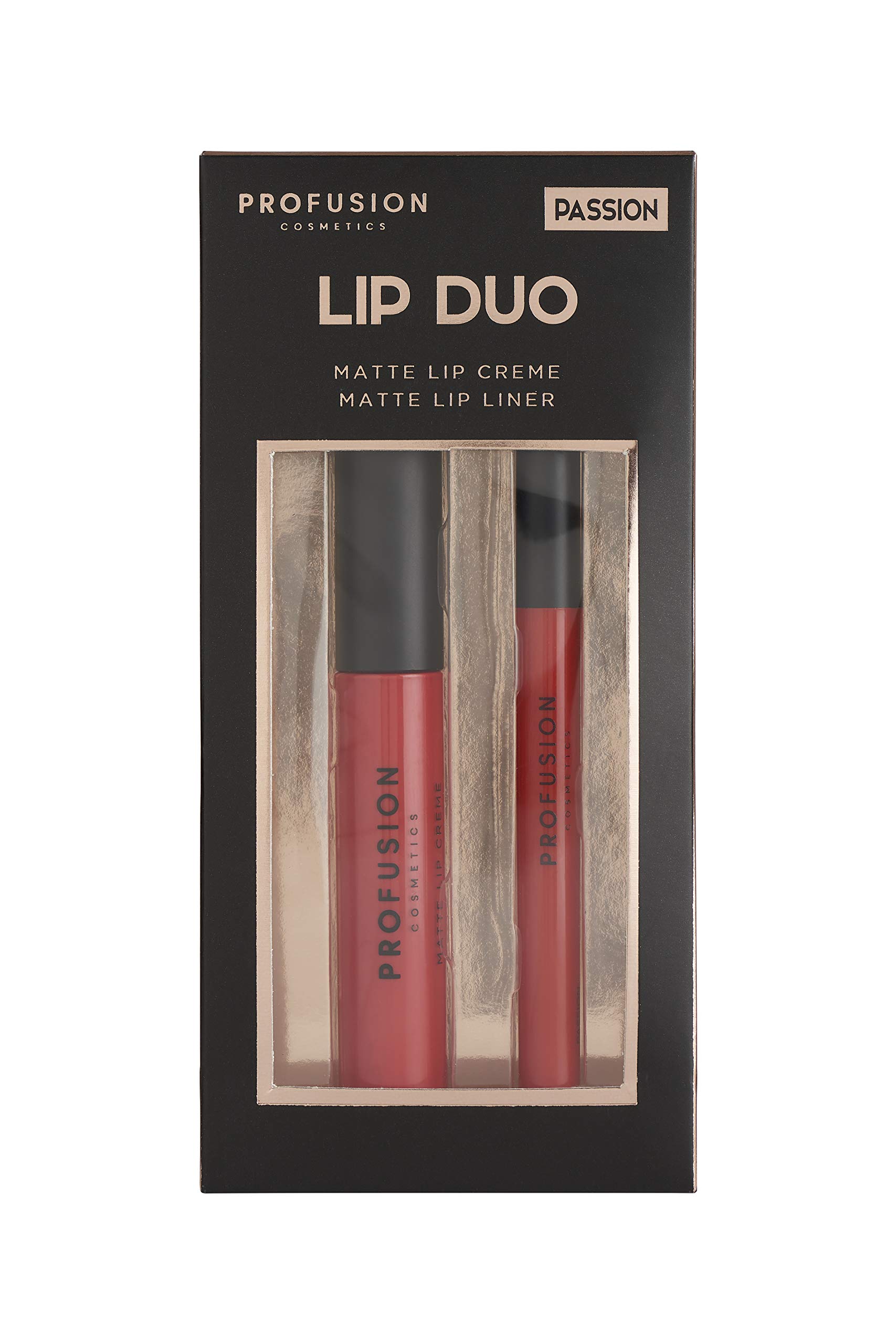 Profusion Cosmetics Lip Duo Passion - Vivid Matte Bright Red