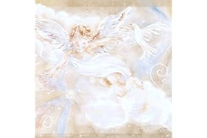 CONCORD WALLCOVERINGS ™ CONCORD WALLCOVERINGS Wallpaper Border Kids Pattern Cupids Dove Clouds for Bedroom Kid's Room Nursery Room, Beige Cream, 15 ft by 8.5 in SI37142B