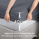 Bedsure Double Fitted Sheet Deep Pocket 40 cm Soft Microfiber Dark Grey 135x190 view 3