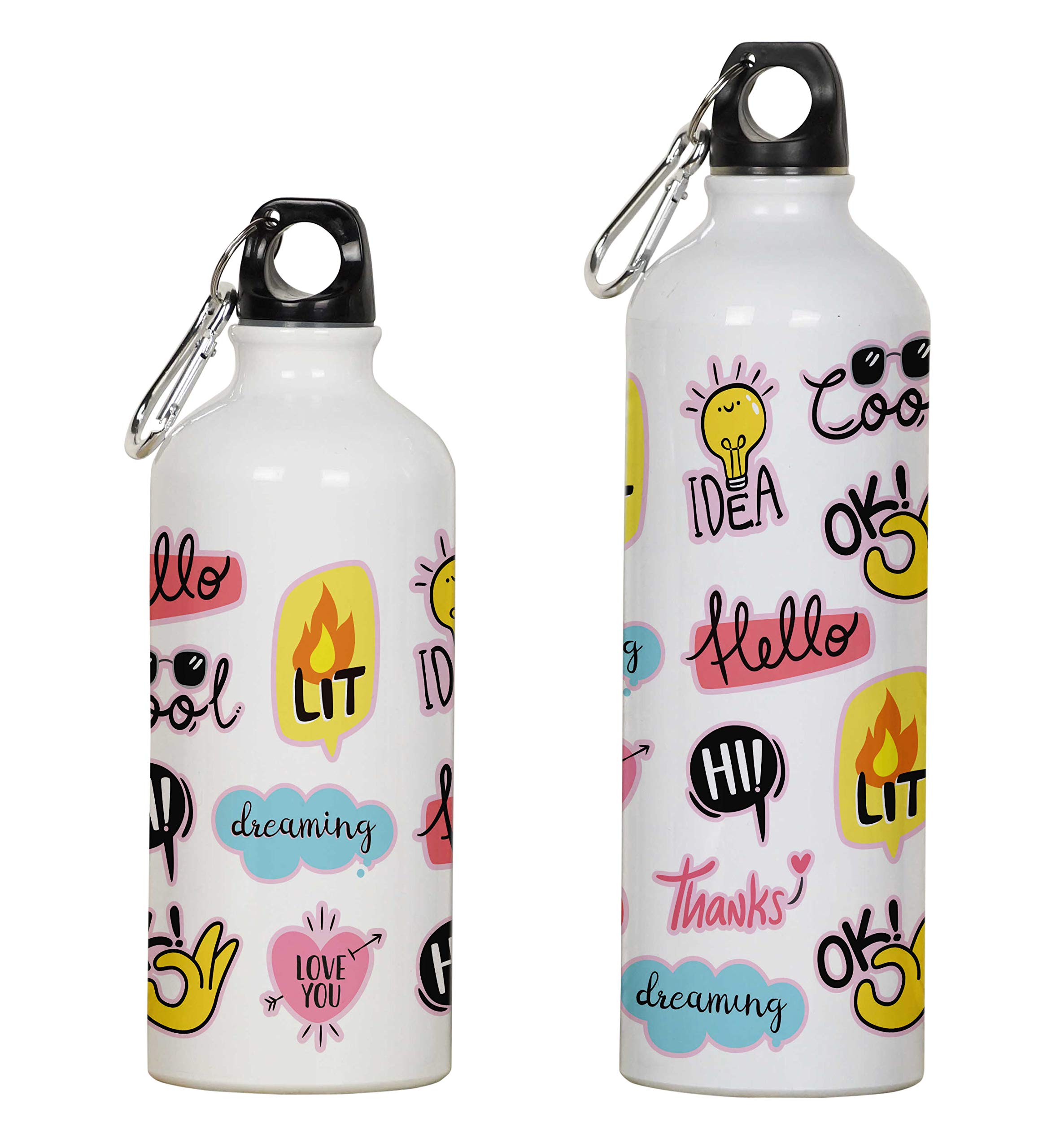 Printtoo Aluminum Sport Water Bottle Print Travel Bottle With Carabiner Clip 750ml/25.3oz