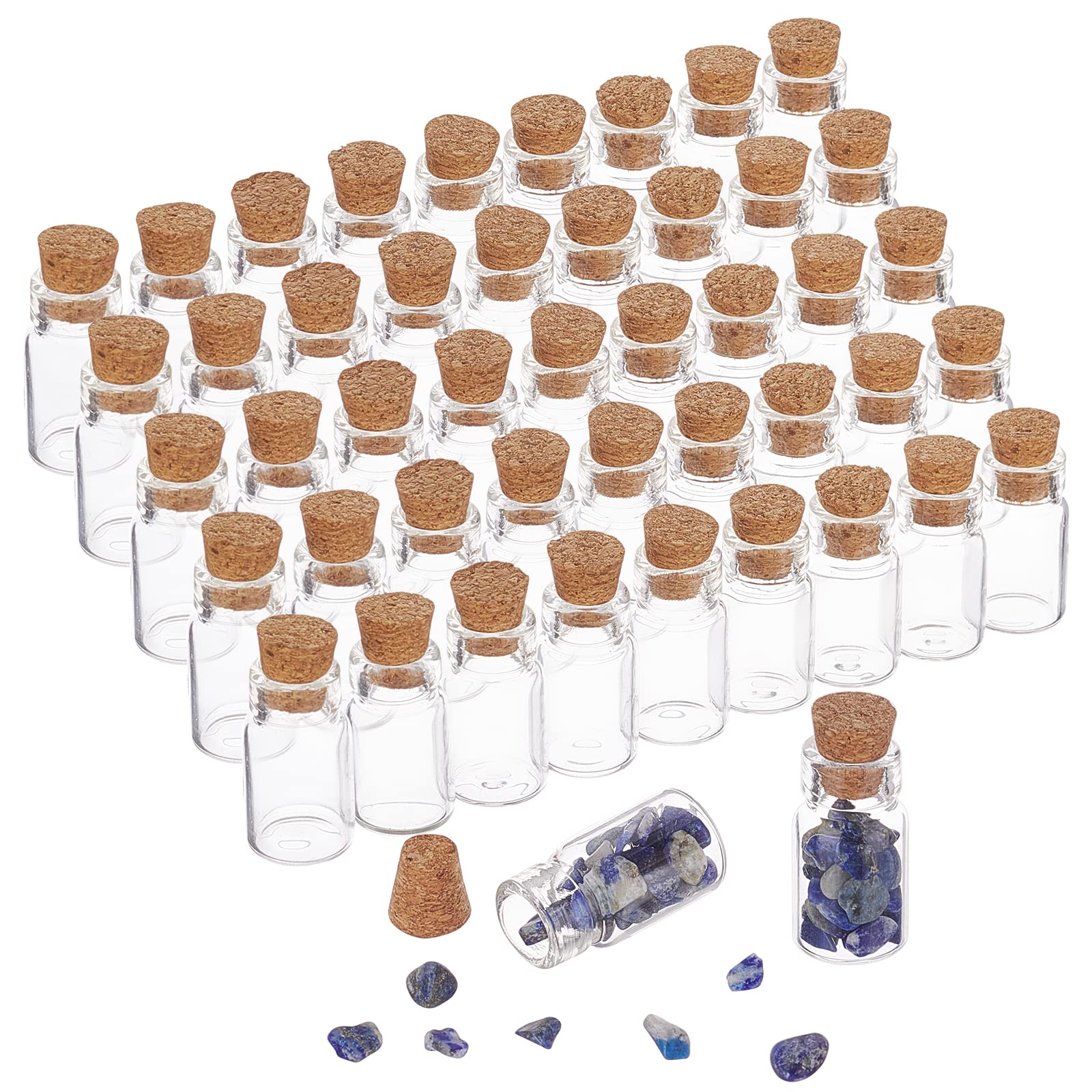 PH PandaHall 50pcs Mini Glass Bottles, 1.5ml Wish Favor Bottles with Cork Stoppers Tiny Empty Spell Jars Storage Container for Wedding Decoration Home Party Favors DIY Crafts, 18x10mm