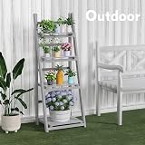 HOMIDEC 4-Tier Wooden Ladder Plant Stand Foldable Grey view 8
