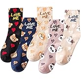 IIG 5 Pairs Womens Novelty Cute Crew Socks Colorful Funny Ankle Socks Gifts for Womens Socks