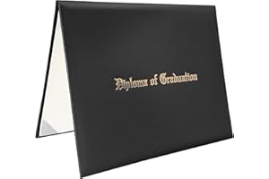 Tnghui Diploma Cover 8.5”x11” Imprinted “Diploma of Graduation” Rich in Color Leatherette Padded Certificate Covers Black