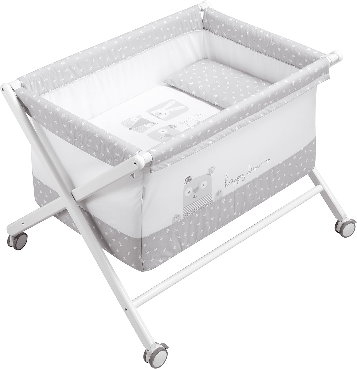 white wooden bassinet
