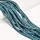 195 Pcs 2x4mm Turquoise Blue Sea Sediment Imperial Jasper Stone Bead Heishi Disc Beads for Bracelets Jewelry Making Crafts