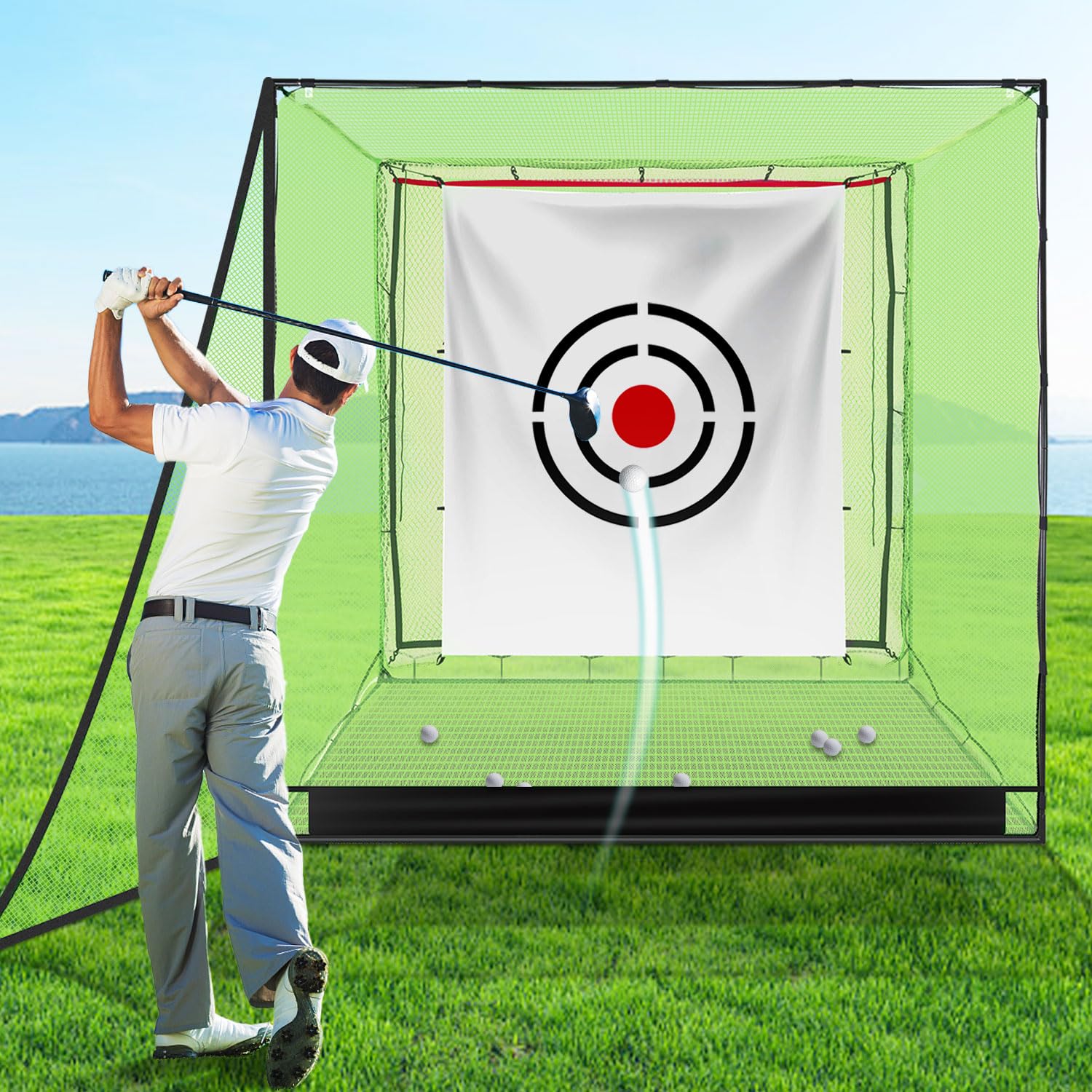 Golf Cage Net 7X7X7FT Golf Cages with Frame and Net Golf Hitting Cage ...