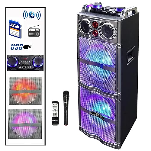 beFree Sound Double 10 Inch Subwoofer Bluetooth Portable Party
