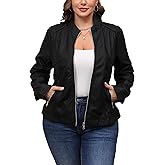 Bellivera Faux Leather Jacket Women Motorcycle Zipper Bomber PU Bike Coat with Pockets