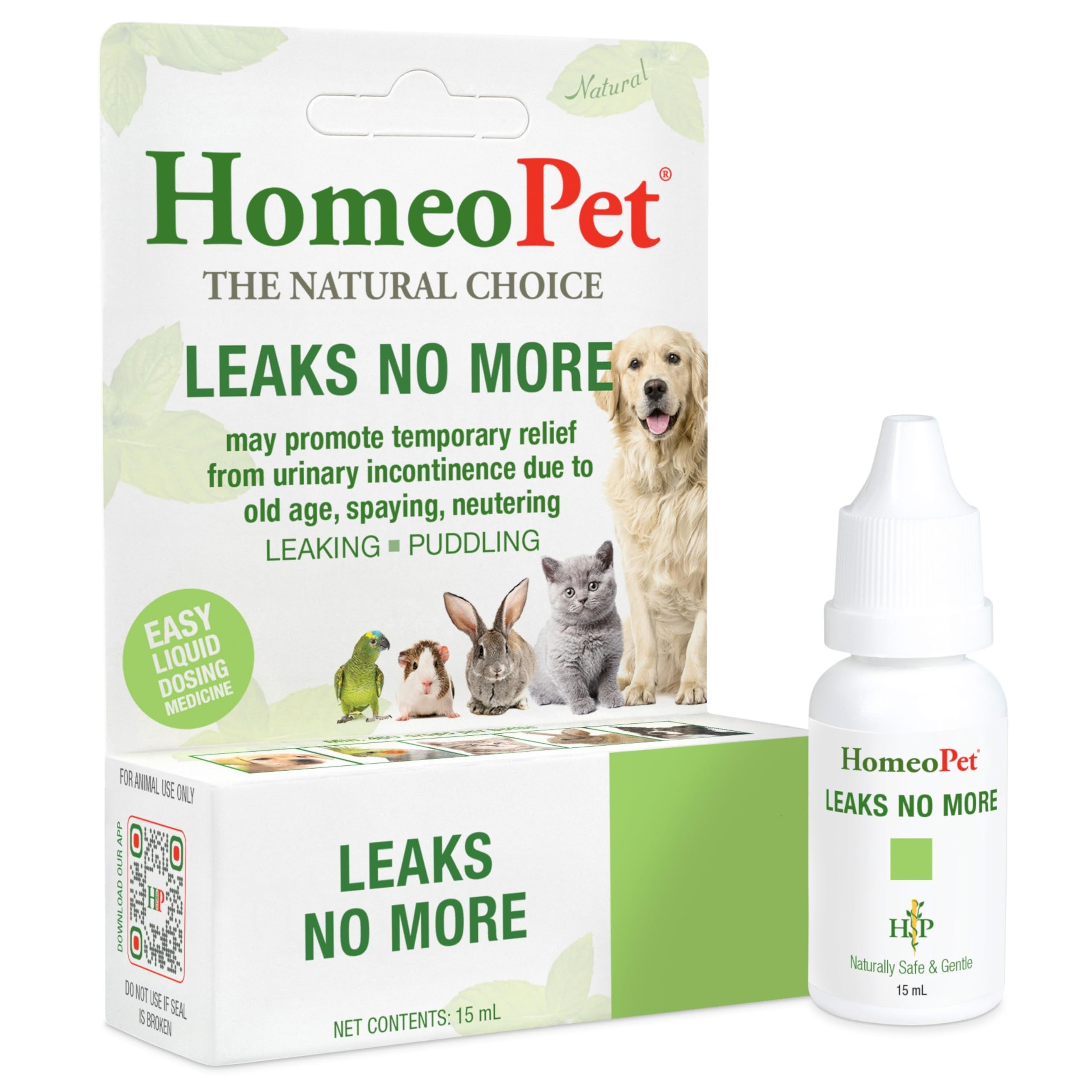 HomeoPet Leaks No More, Urinary Incontinence Relief for Pets, Safe and Natural Incontinence Medicine, 15 Milliliters