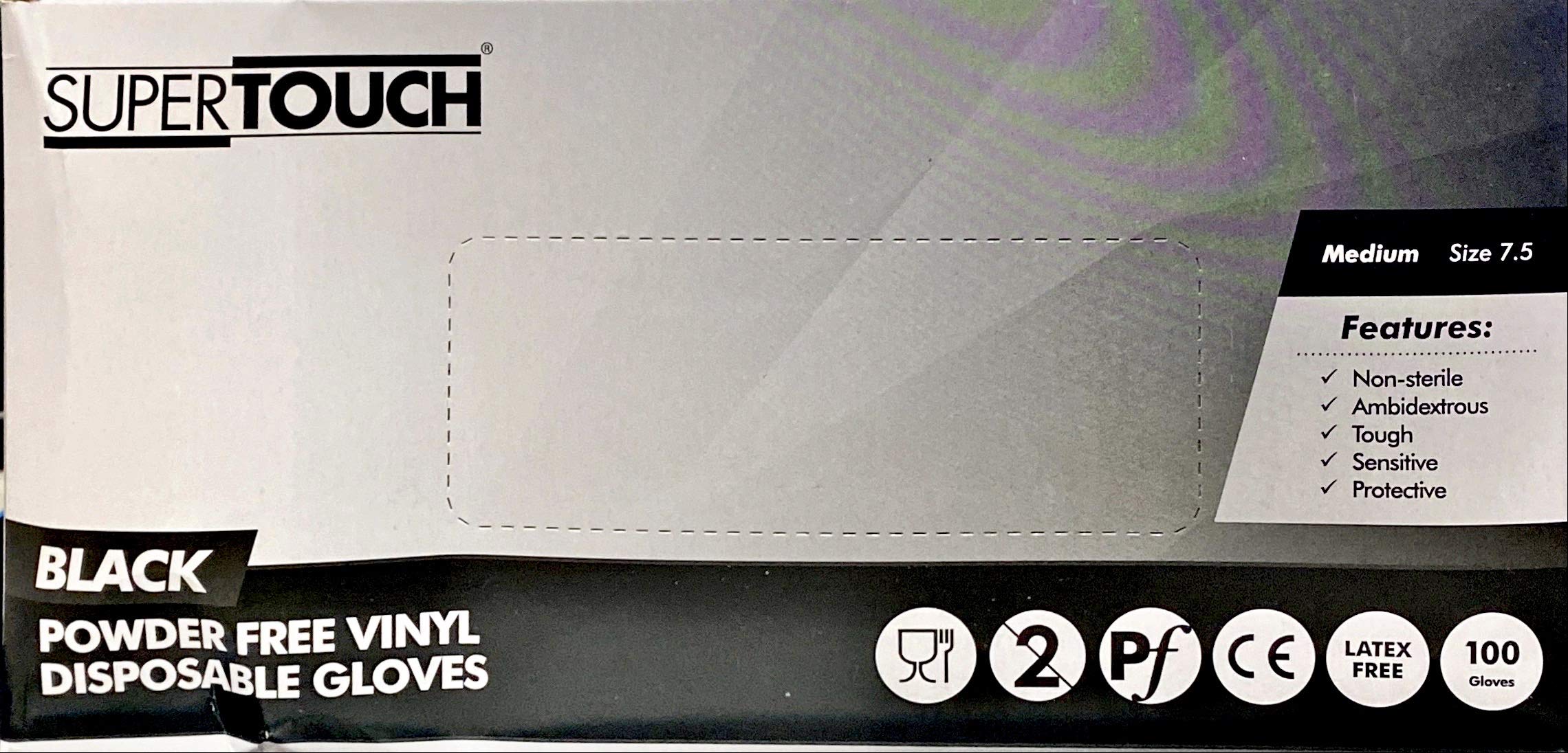 supertouch black powder free vinyl size medium 100pcs