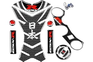 REVSOSTAR Motorcycle Printed Tank Pad, Carbon Fibre Gas Cap, Triple Tree Front End Upper, Top Clamp Decal Stickers for GSXR 600 GSXR 750 GSXR 1000 K6 K7 K8 K9 L1 2006-2017
