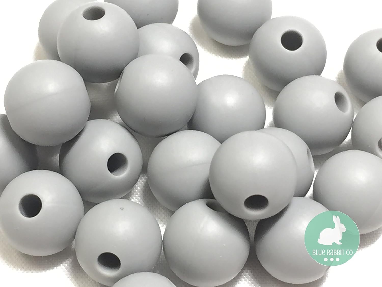Crafts 10 silicone beads METALLIC SILVER 19mm round BPA free sensory