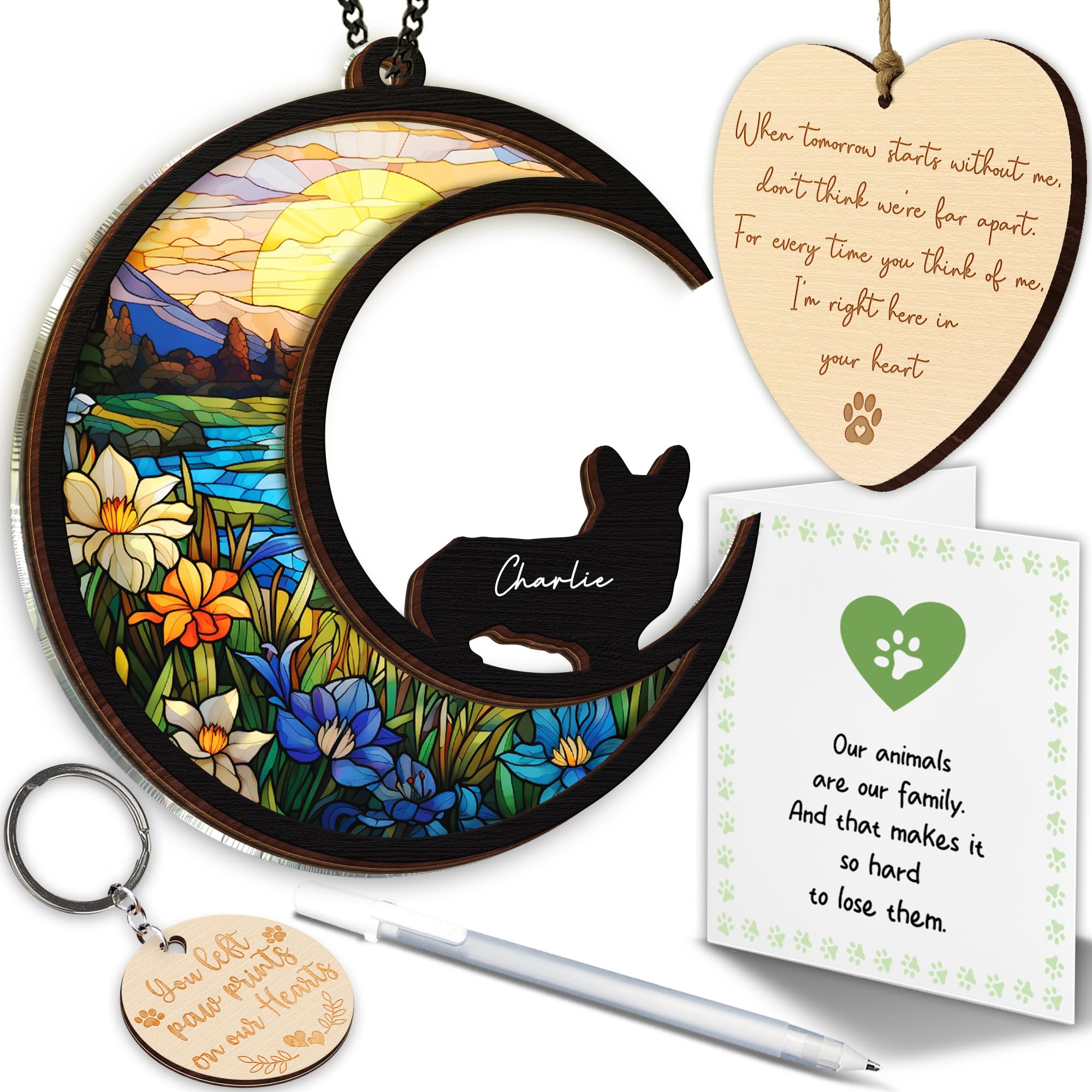 Photo 1 of 6'' Corgi Memorial Suncatcher, Personalized Name, Pet Ornament Window Car Hanging, Sympathy Gift for Loss of Pet, Passed Away Remembrance Gift for Dog Lovers 23-SS1