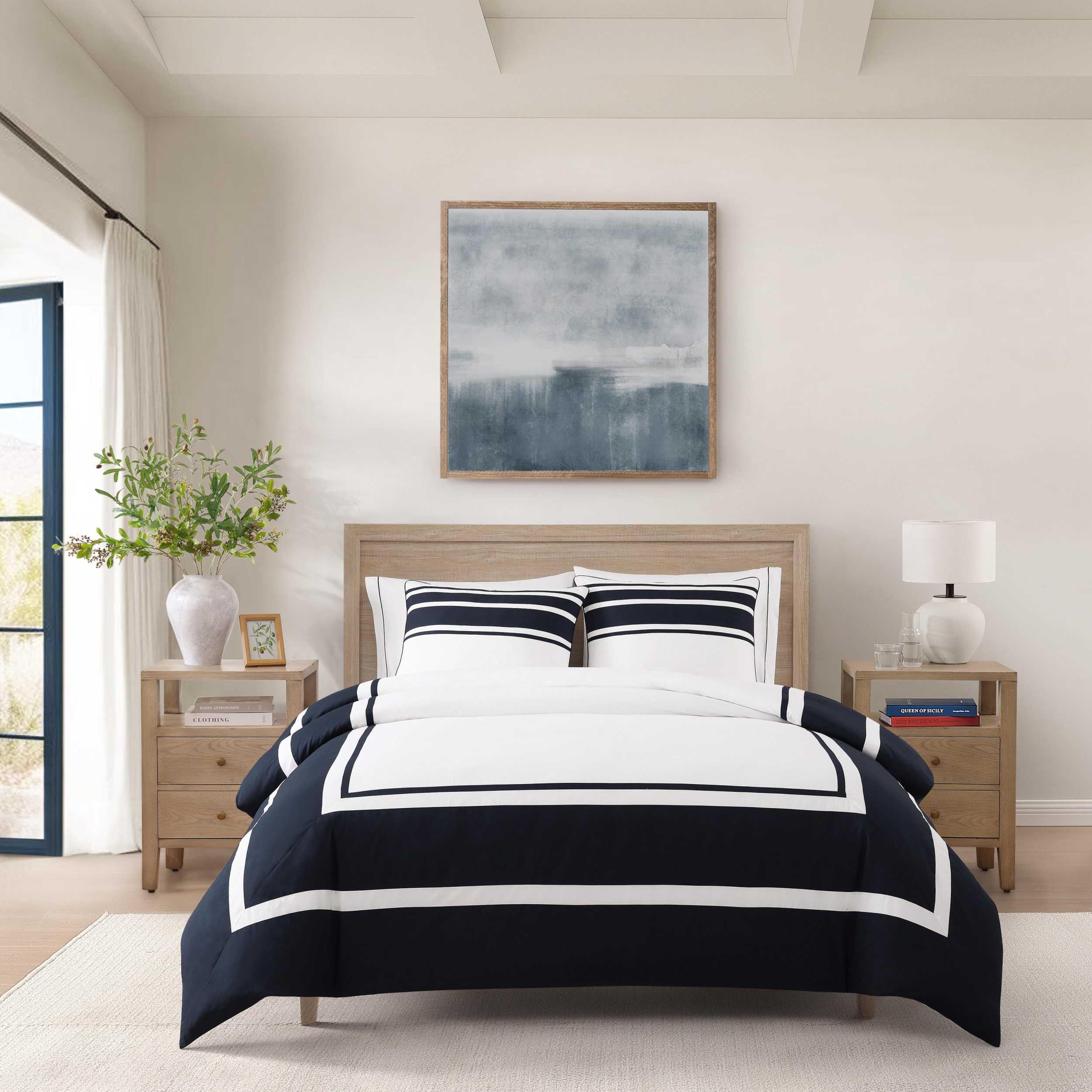 Photo 1 of Tommy Hilfiger - Duvet Set, Luxuriously Soft Bedding with Matching Shams, Coastal Inspired Design (Park Avenue Navy, Full/Queen)