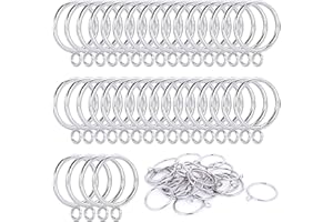 ANJUU 42 PCS 38mm Inner Diameter Curtain Rings, Metal Curtain Drape Sliding Eyelet Rings-Hanging Rings for Curtains and Rods Silver Tone
