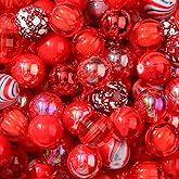 BERMRO 16mm Acrylic Bead 100pcs Focal Spacer Bead Red Chunk Bubblegum Beads for DIY Crafting Necklace Bracelet Jewelry Making Keychain (red)