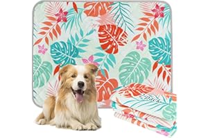 BVAGSS Washable Pee Pads for Dogs, 2 Pack Reusable Leakproof Puppy Wee Wee Pad, Non-Slip Waterproof Pet Training Pads, Super Absorbent Whelping Pads XH081 (Green Palm Leaves, 36X48 Inch (Pack of 2))