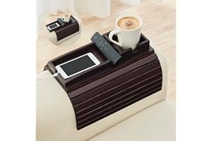 GEHE Detachable Couch Cup Holder, Anti Falling Sofa Arm Tray, Natural Bamboo Sofa Cup Holder More Safe for You Family, Portable Couch Arm Tray Armrest Table for Remote, Snacks, Phone, Drinks