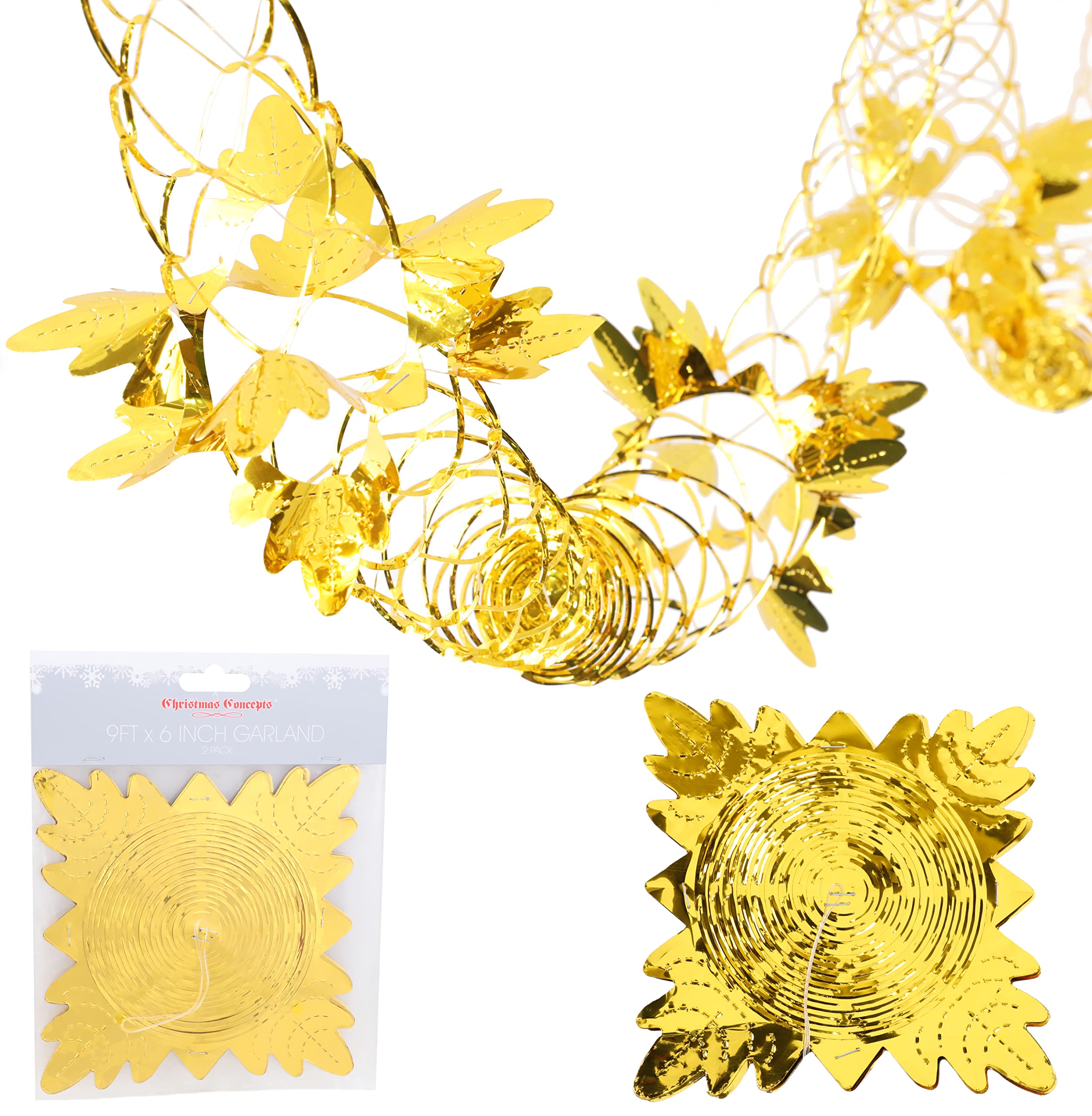 Christmas Concepts® Pack Of 2 2.7m (9ft) Garland Festive Hanging Decorations - Christmas Decorations (Gold)